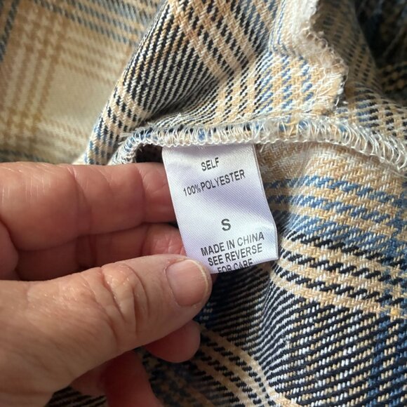 *NEW* Haptics Beige & Navy Plaid Fringe Shacket - Small - Western Cowgirl Cabin - Picture 8 of 10